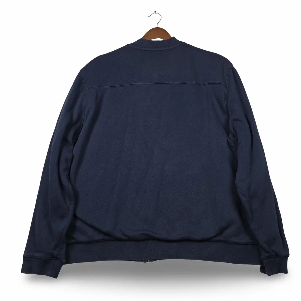 L.L. Bean Mens XXL Reg Navy Blue Flannel Lined Bomber Full Zip Jacket 500548